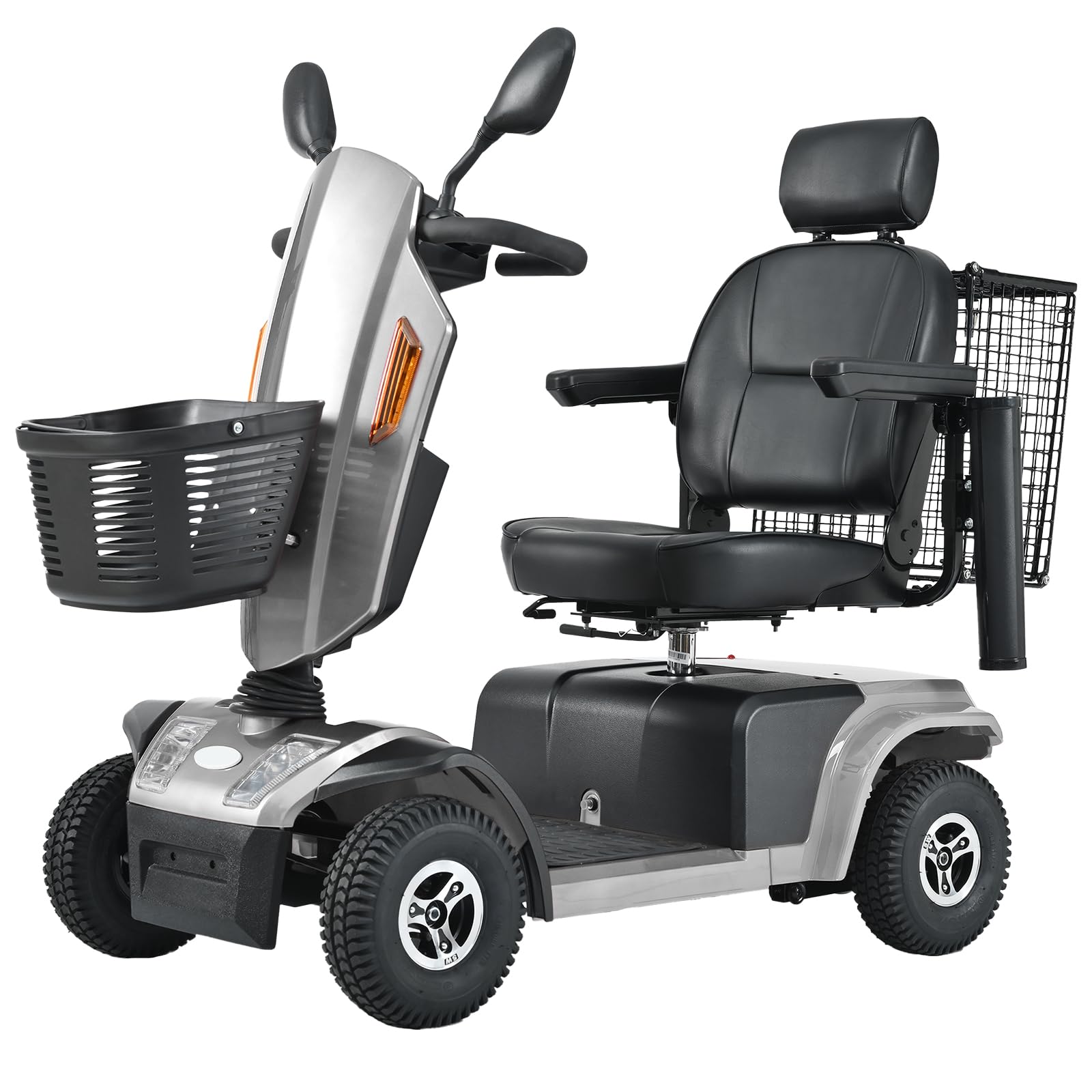 Mobility Scooters for Adults & Seniors, 4-Wheel Outdoor Electric Mobility Scooter, Powered Motorized Wheelchair Handicap Scooters, 350 lbs Capacity, 25 Miles Range (Grey)