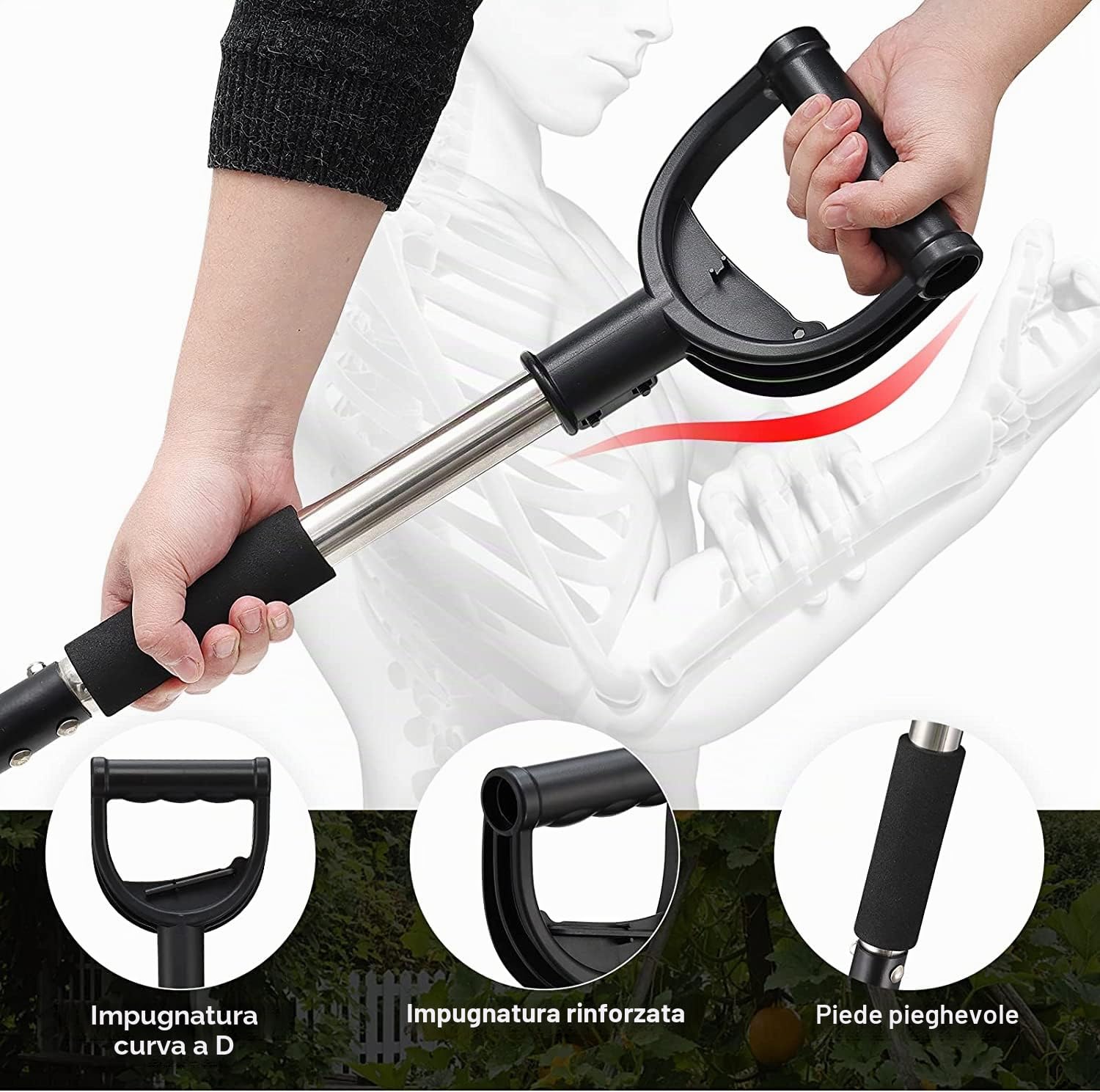 Vanga a Punta 78cm Pala Acciaio Impugnatura a D Giardinaggio Scavo Terreni duri