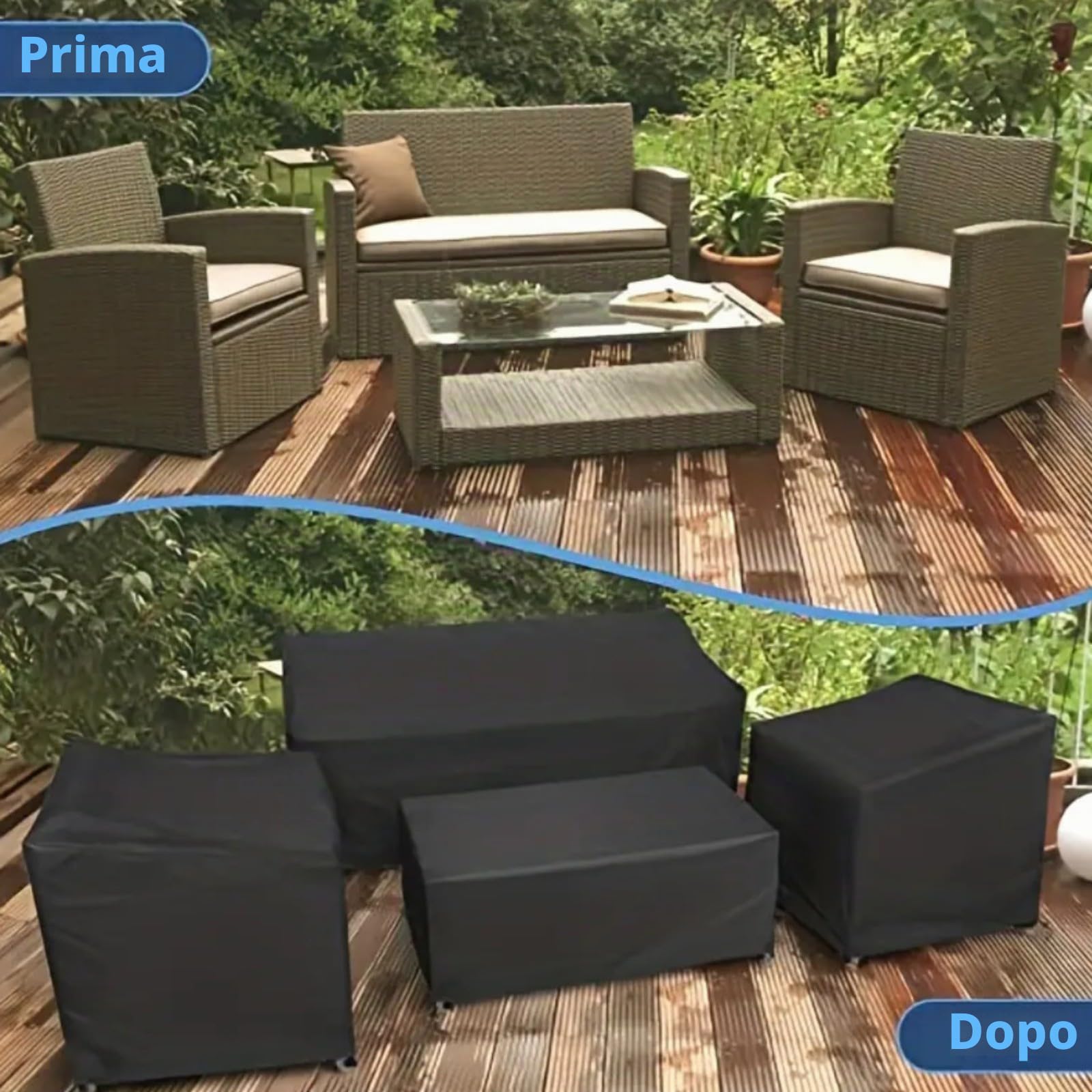 Coperture per mobili da giardino, resistenti, in tessuto Oxford 420D, impermeabili e antivento, con cinghie regolabili, per sedie da esterno, divano, tavolo, protezione da pioggia, neve, sole e