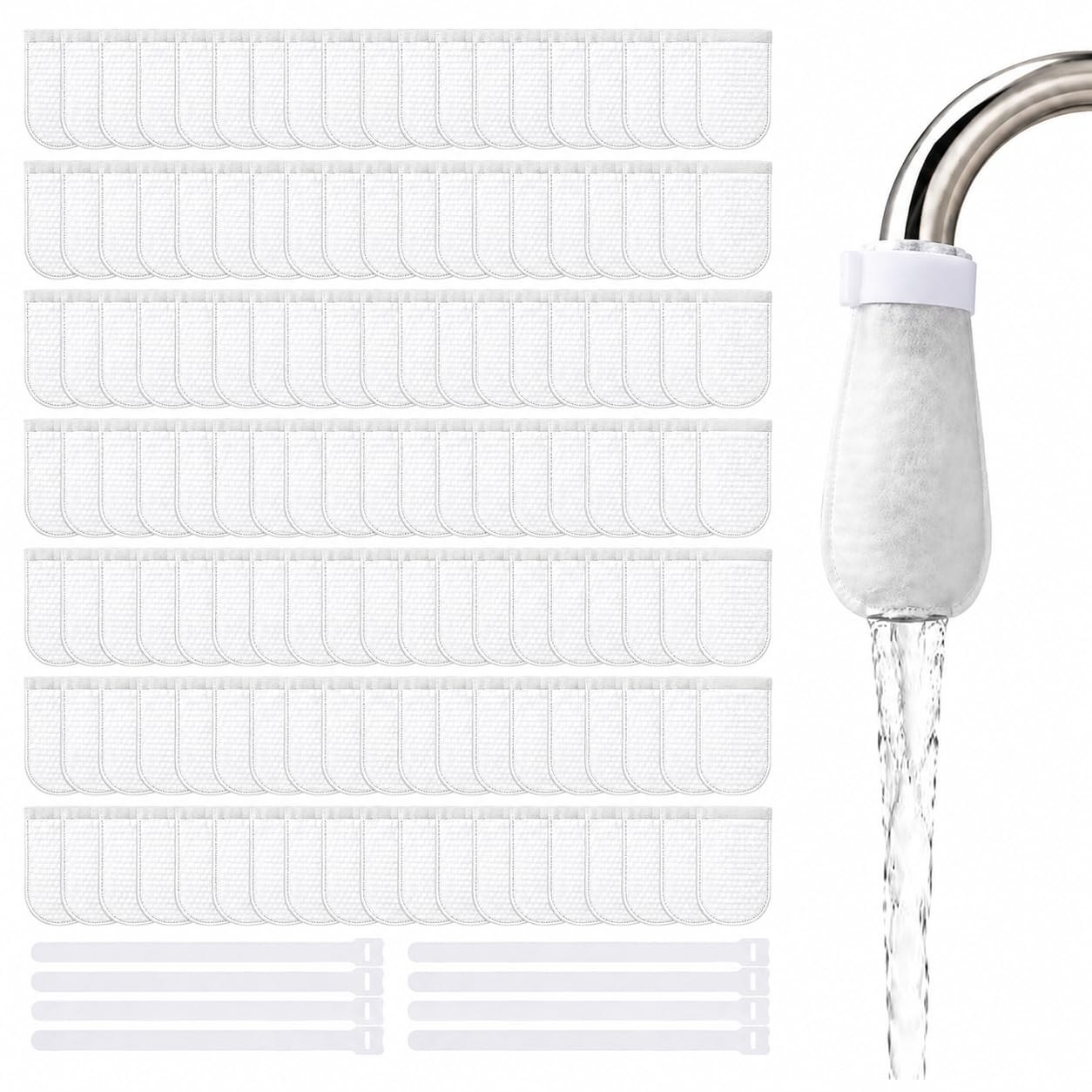 Faucet Filter Cotton Bag, Sink Water Filter Cover, Non-Woven Faucet Mesh Protector, Kitchen Tap Sediment Filter, Anti-Rust Hair Dirt Catcher for Bathroom & Kitchen Sink
