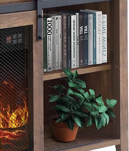 Miniatura 6 de ENSTVER Soporte de TV para televisores de hasta 55 pulgadas con chimenea eléctrica incluida, consola de televisión de almacenamiento multimedia para