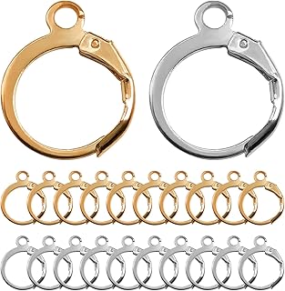 200PCS Hypoallergenic French Earring Hooks Leverback Earwires Round Earring Hooks Earring Supplies Findings Ear Wire with Open Loop for Earring Designs Jewelry Making Findings