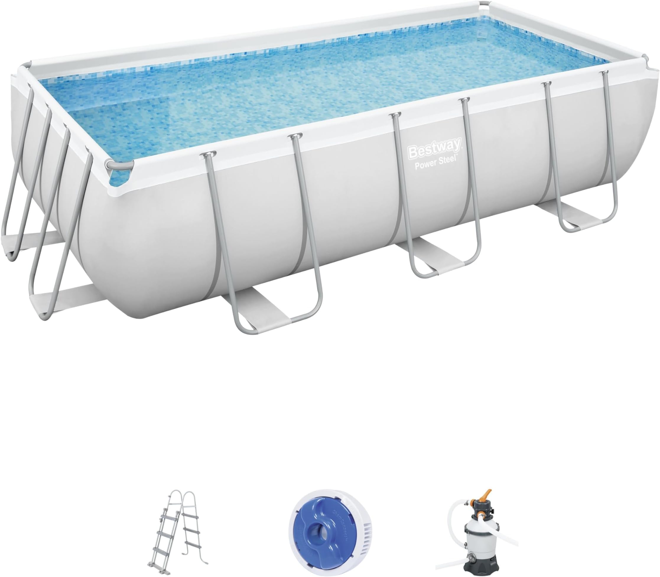 Power Steel 18' X 9' X 48"/5.49M X 2.74M X 1.22M Rectangular Pool Set (Grey),56465