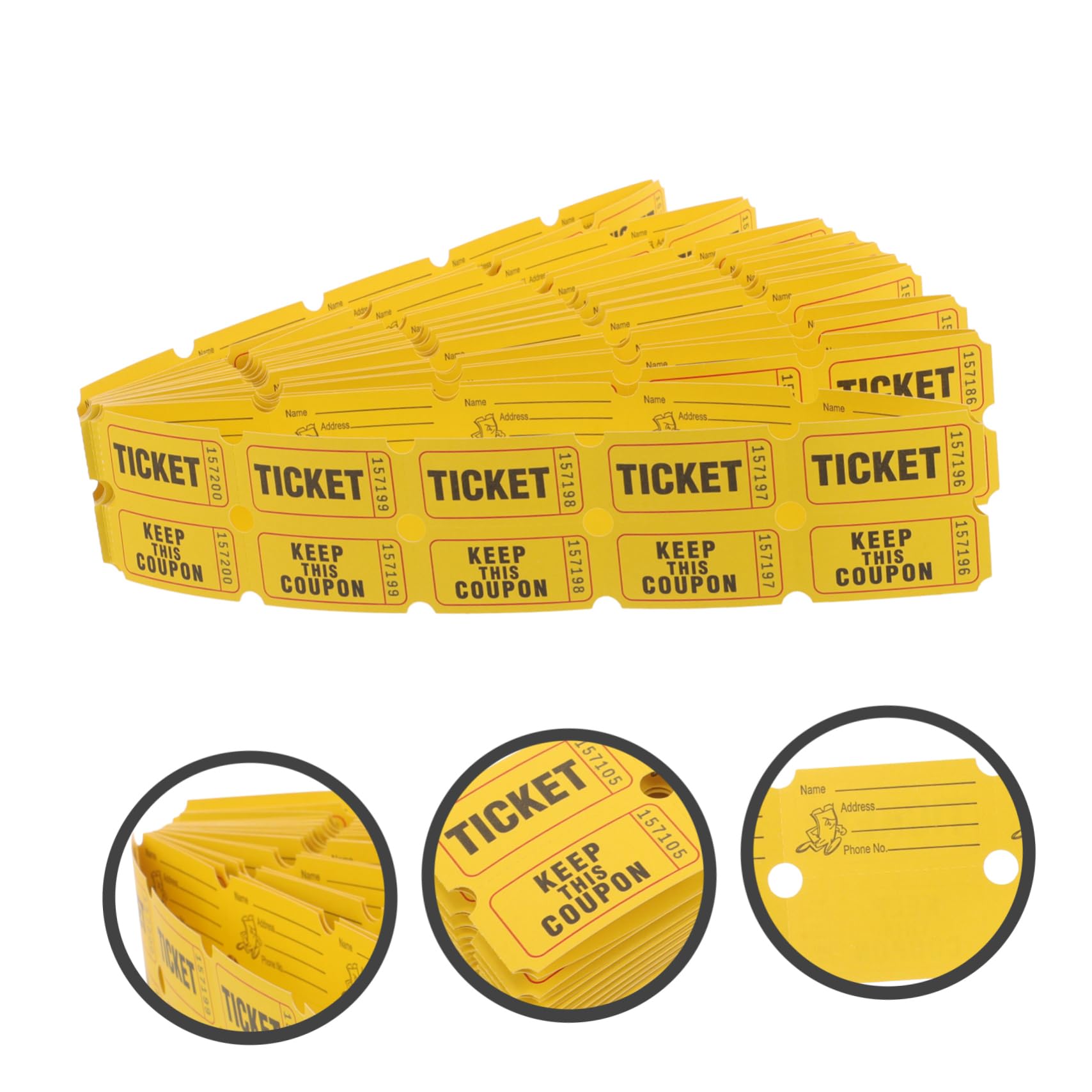 Tofficu 400pièces Billets De Loterie Jaunes pour Événements Tickets Numérotés Pratiques pour Tirages Sort Récompenses Et Activités Caritatives