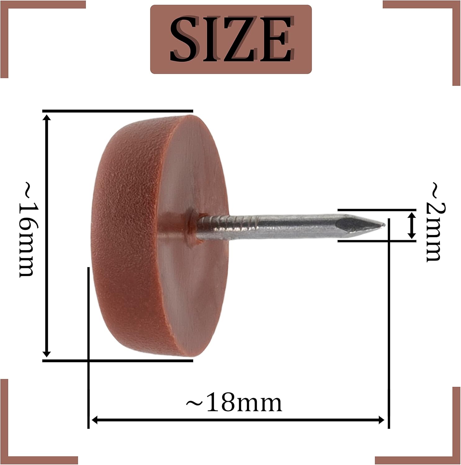 AERZETIX - C65822 – Pack of 10 Sliders for Round Nailing Chair Legs Diameter 16 mm Plastic – Cherry Colour – Furniture Table Cabinet Dresser Cupboard Bed Accessory Protection Floor Sofa