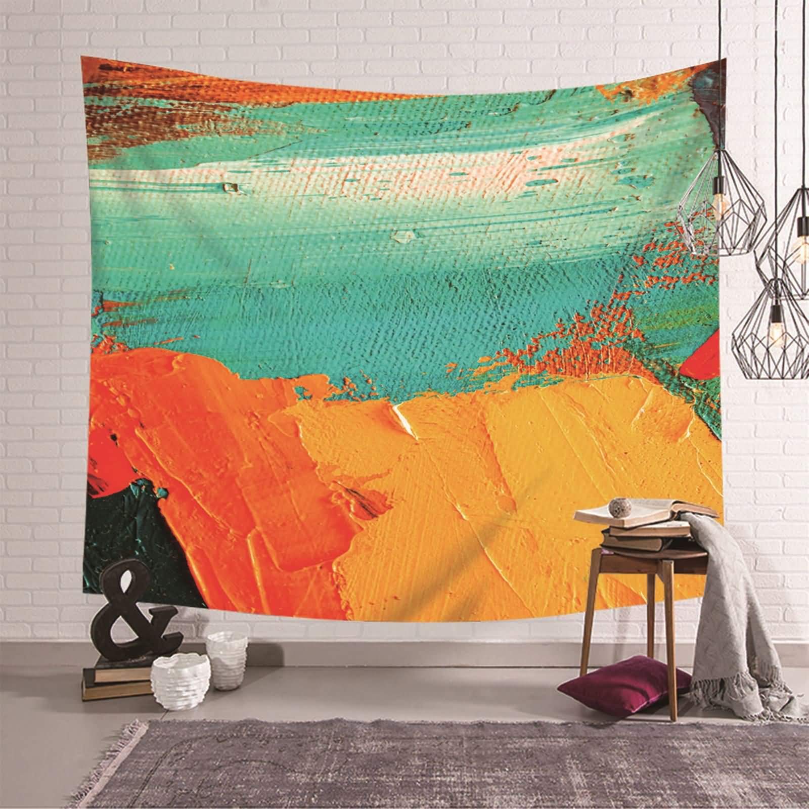 Dywan ścienny do sypialni, gobelin, makata na ścianę, wodoodporny, 350 x 256 cm, farba olejna, wzór dekoracyjny, do sypialni, salonu