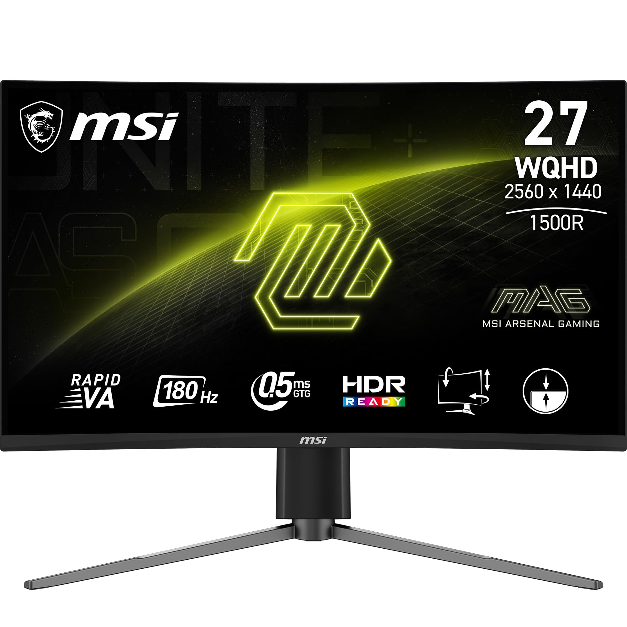 MSI MAG 27CフルHDモニター MSI MAG 27CQ6PF 27 Inch WQHD Curved Gaming Monitor - 1500R 2560 x