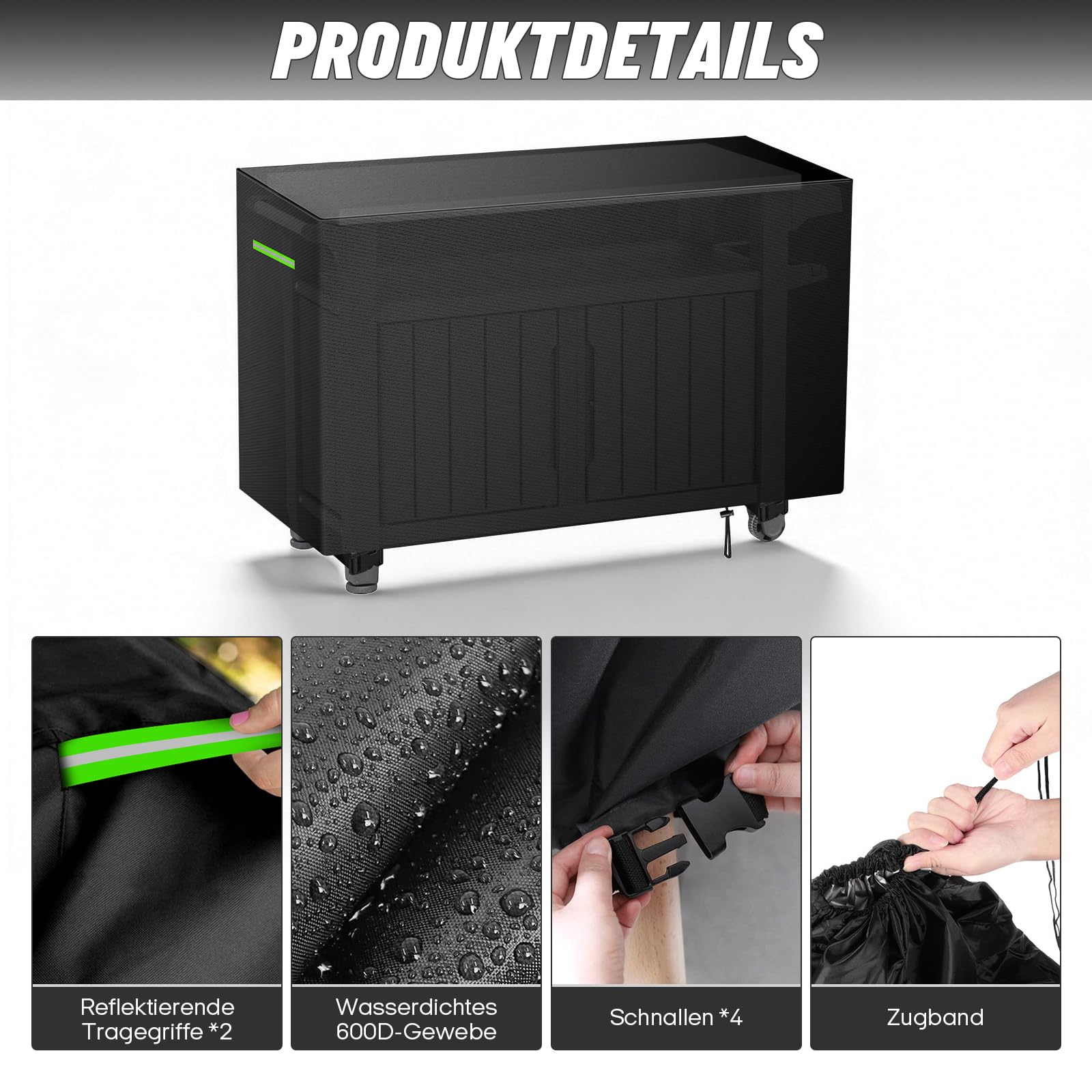 Pokrowiec na stolik pomocniczy Ke-ter Unity XL BBQ stolik pomocniczy, dł. 137 x szer. 58 x wys. 85 cm 600D PCW, wodoszczelny pokrowiec na kuchnię, odporny na warunki atmosferyczne, na stół