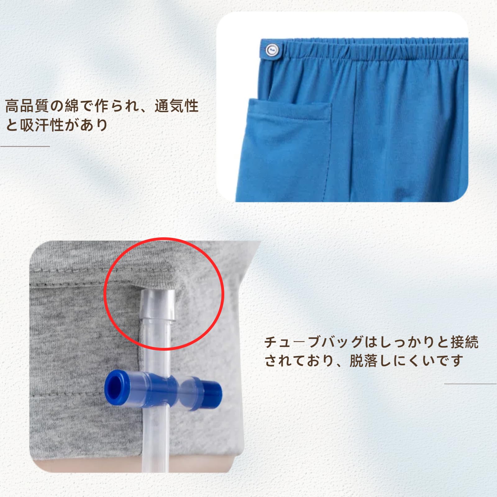 [DURASIKO] 尿袋隠しパンツ 尿バッグ下着 レディース メンズ 尿バッグ収納 高齢者 膀胱患者 介護用 両脇ポケット 採尿 導尿 排尿 術後/リハビリ/介護/病院/家庭/施設 便利グッズ