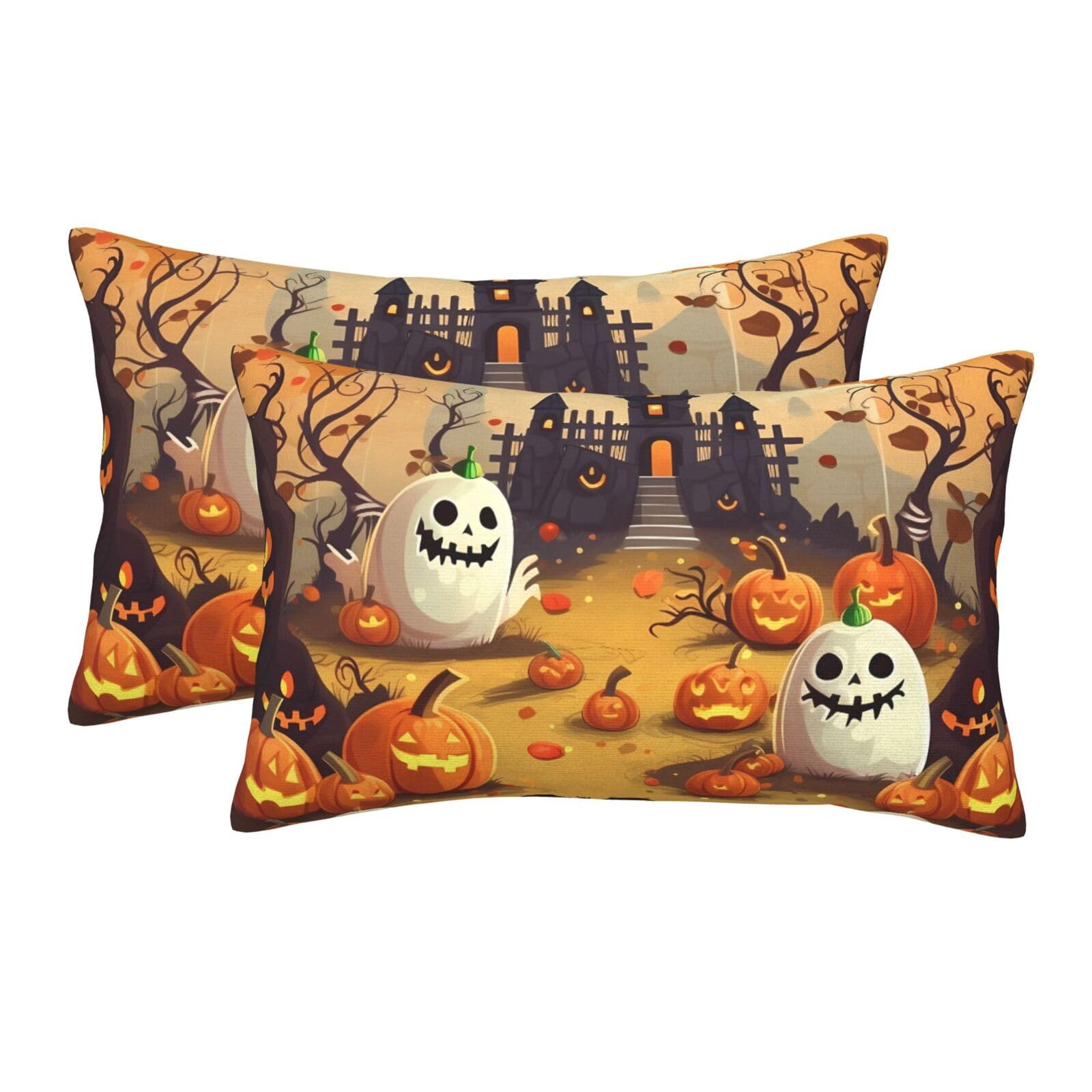 2 Pack Standard Size Pillow Cases for Hair and Skin Soft Breathable Pillow Case Covers with Hidden Zipper Halloween Holiday Pillowcase 16"x24" Pillow Cover for Sleeping Gift