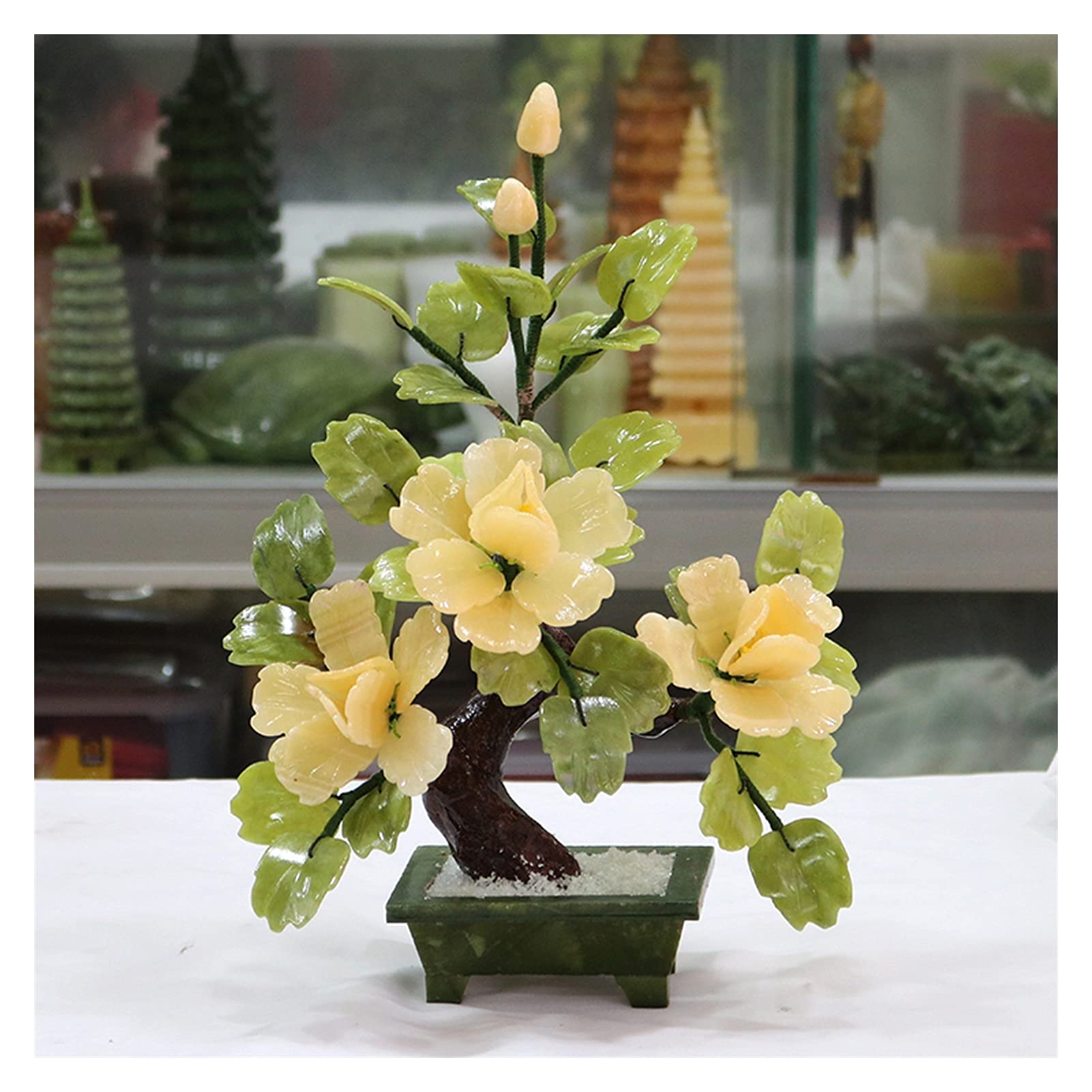DFGHNBVC Fake Plants Artificial Bonsai Flowers Artificial Flowers Jade Potted Plant Peony Flower Decoration For Home Decor Jade Carving Bonsai Bonsai Tree,B.B