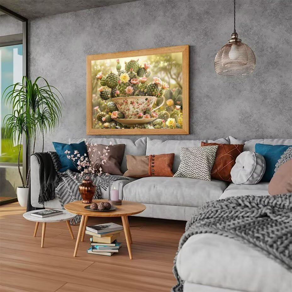 Diamond painting cactus fleurs 90x120 cm pour décoration murale - 2