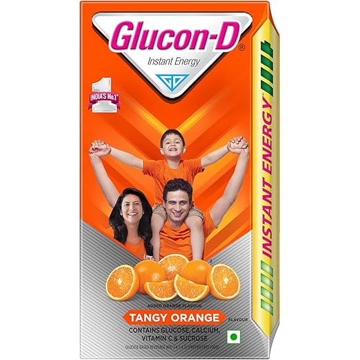 Glucon-D Tangy Orange Glucose Powder (1kg, Refill)| Tasty Orange Flavoured Glucose Drink| Provides Instant Energy| Vitamin C Boosts Immunity, Calcium for Intense Bone