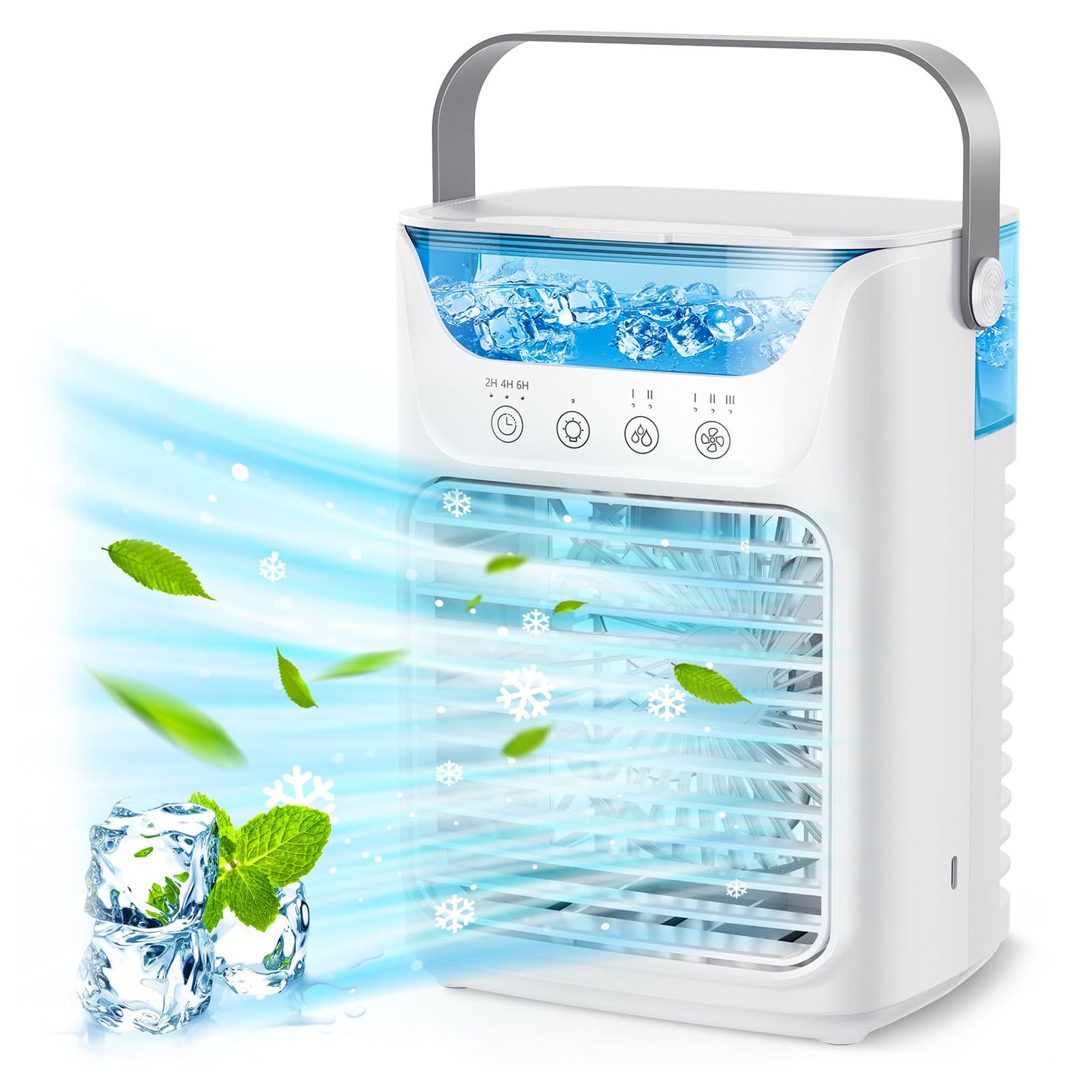 Pomya Air Cooler Portable Air Conditioner Quiet Evaporative Air Cooler with 3 Speeds 700ML Portable AC with 3