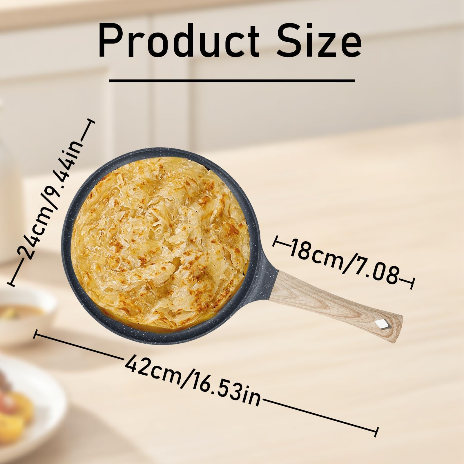Sartén Para Crepes 24 Cm - Antiadherente Cerámico, Mango Extraíble, Distribuidor De Masa, Para Todas Las Cocinas