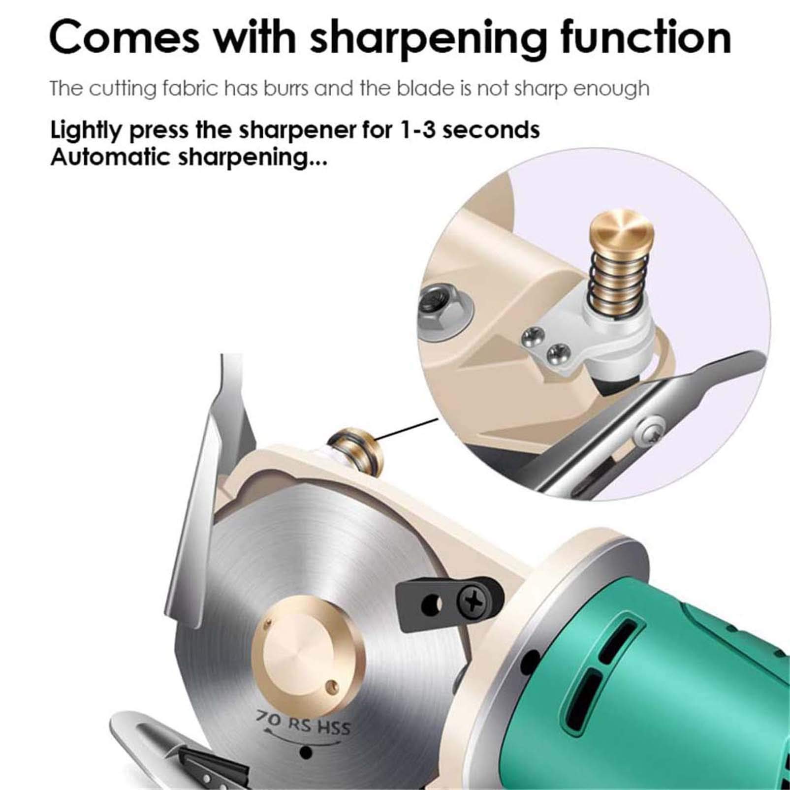 Electric fabric cutter with maximum cutting thickness of 25 mm, 70 mm, blade size, automatic rechargeable clipper, round knife for wireless textile/leather/paper cutter.