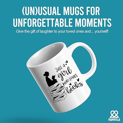 Miniatura 2 de Panvola Just A Girl Who Loves Books Book Lover Gift For Woman Reader Librarian Mug Bookworm Bibliophile Novedoso Vaso de Cerámica Café 11 oz Blanco