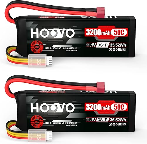 HOOVO 3S 11.1V 3200mAh 50C RC Lipo Batería con conector T para RC Car RC Helicóptero Avión Quadcopter RC Modelos (2 Paquetes)