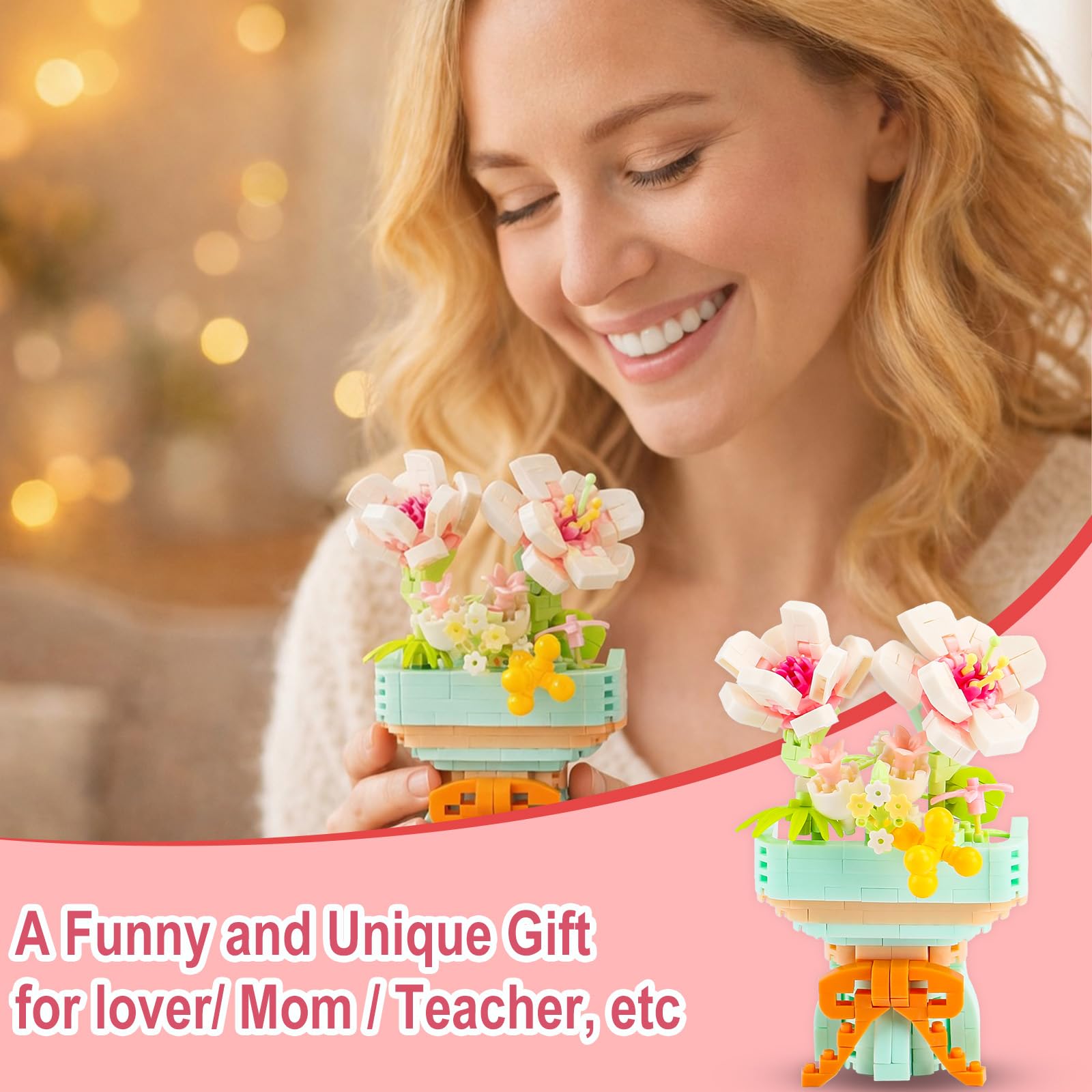 testlili Flower Building Set, 372 Pieces Botanical Collection Blocks Kit, DIY Home Decor Gift for Adults Women - Image 3