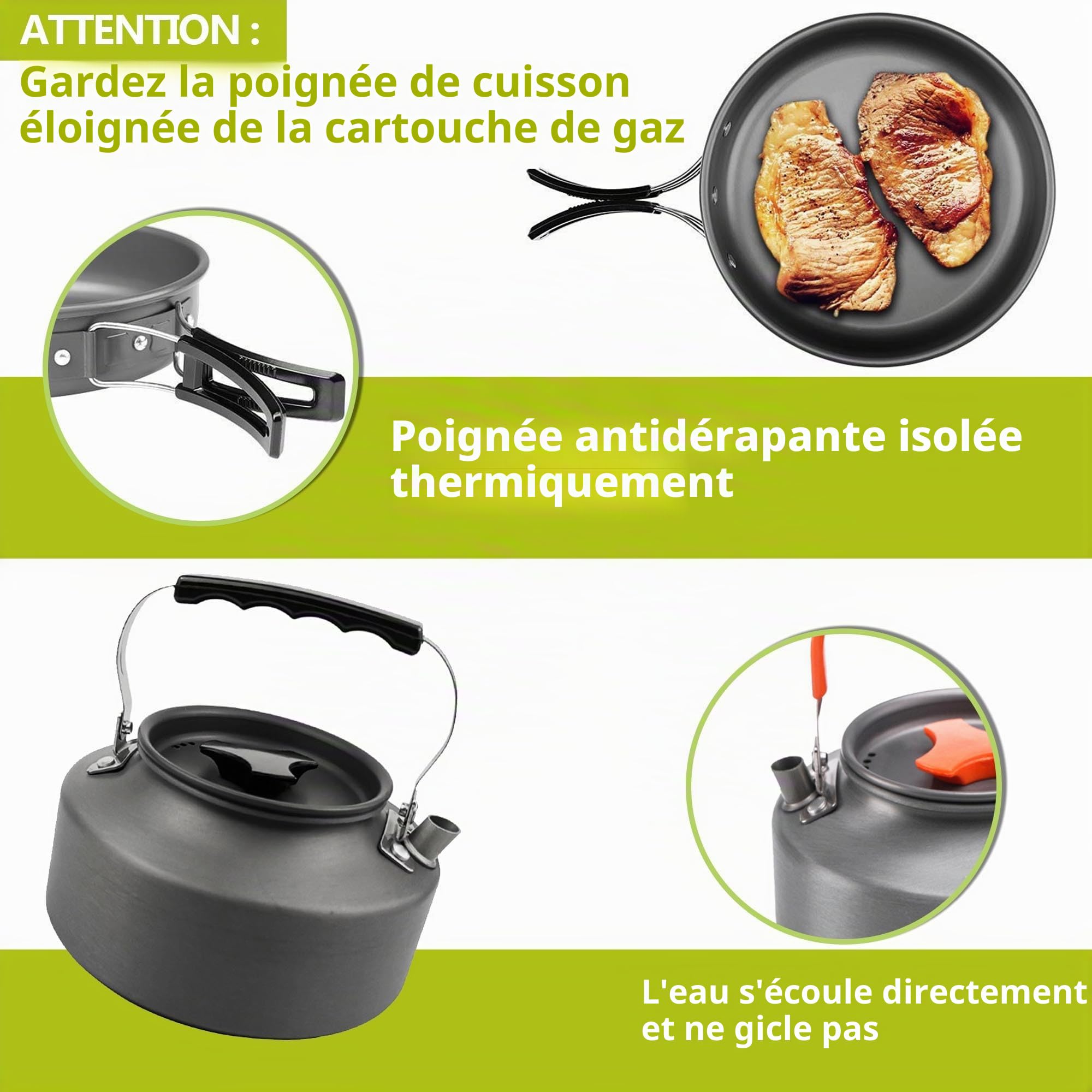 aiGear Camping Cooking Set | Portable Lightweight Aluminum | Camping Pans and Pots Set | Outdoor Traveling Cooking Utensils Kit | for Trekking Hiking Picnic