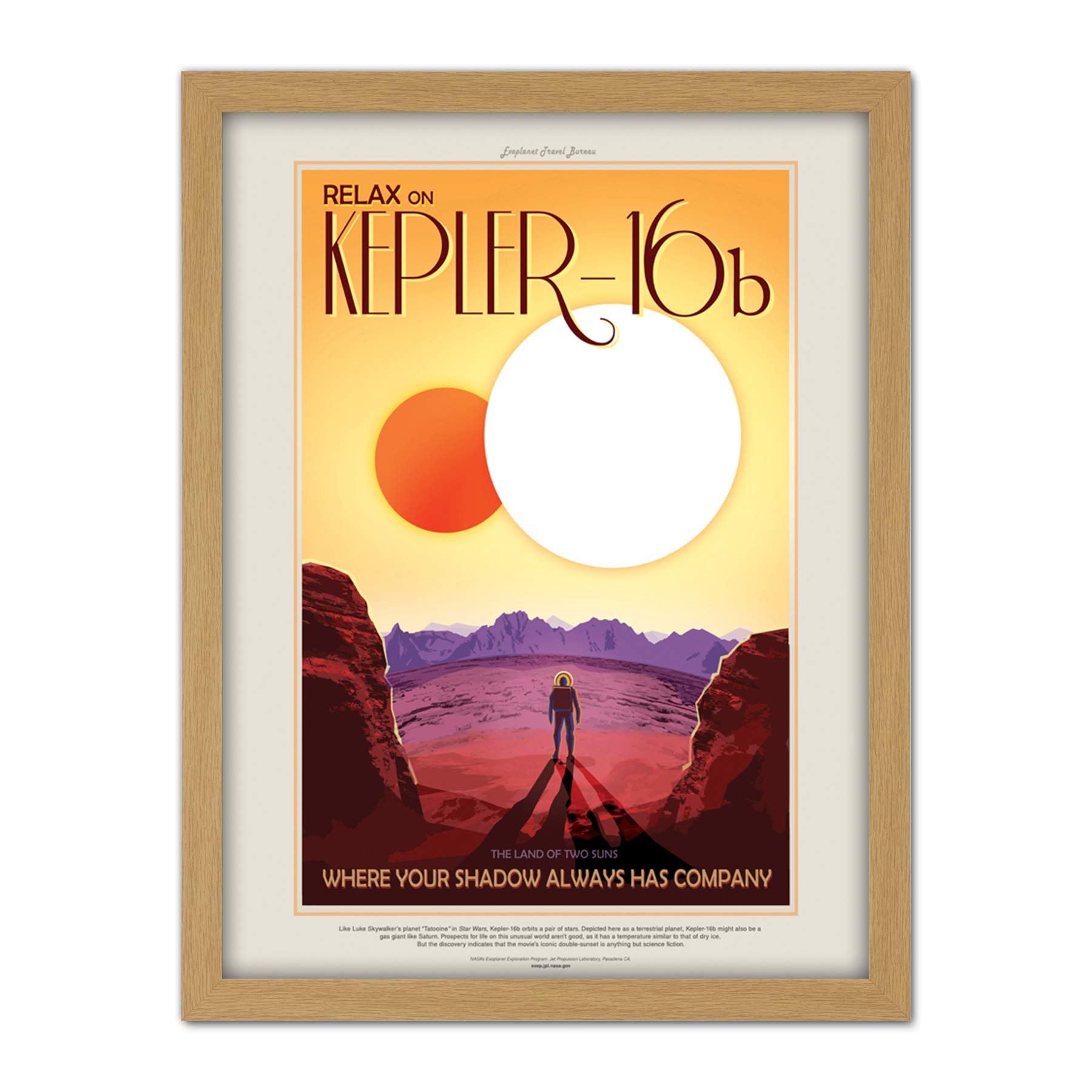 Wee Blue Coo NASA Space Travel Advert KEPLER-16B Artwork Framed Wall Art Print 18X24 Inch