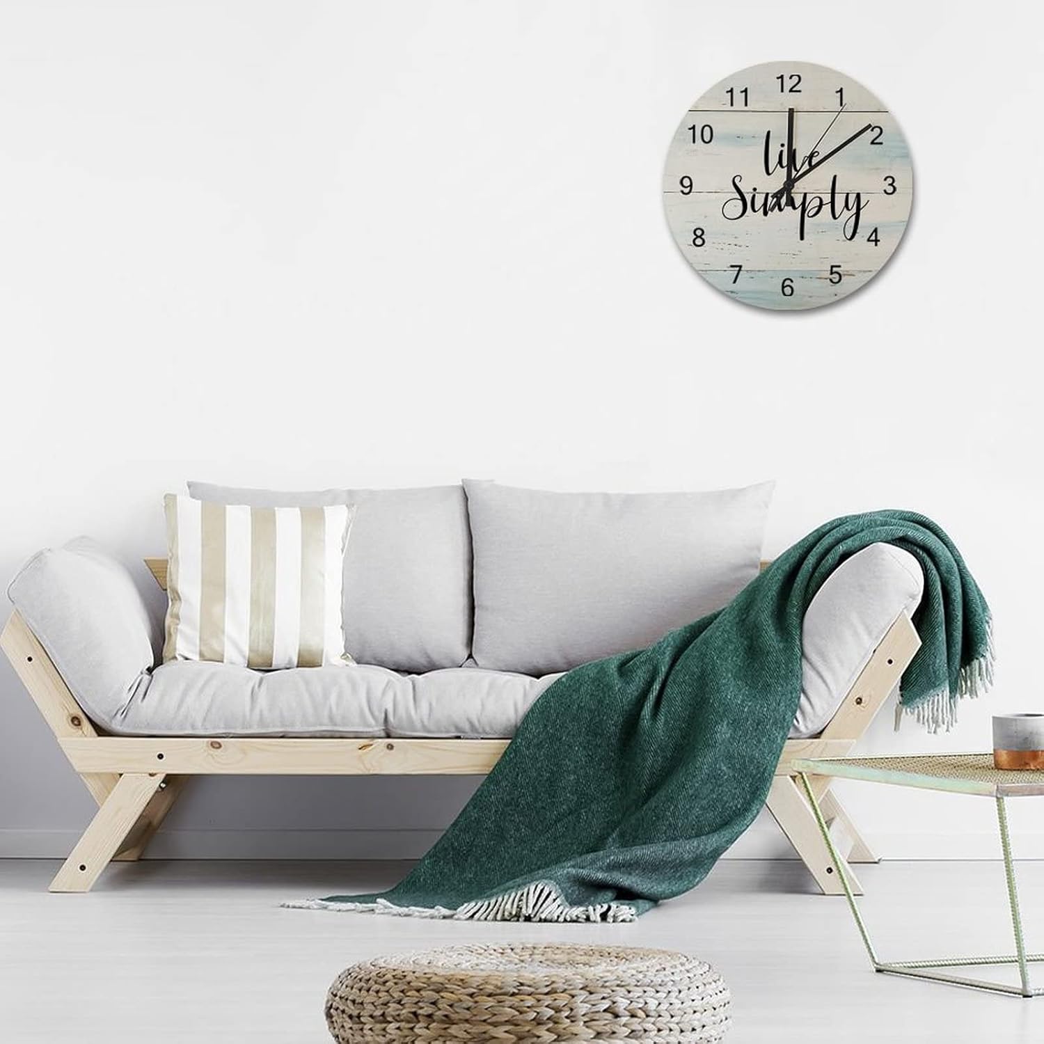 15 Inch Live Simply Wooden Wall Clock Silent Non-Ticking Battery Operated Custom Quote Rustic Wood Wall Clock Round Clock for Bathroom, Kitchen, Living Room, Bedroom