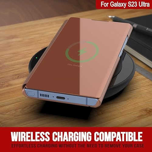 Miniatura 4 de PunkCase S23 Ultra Reflector - Funda protectora con tapa con espejo translúcido resistente a los arañazos y parte trasera de piel sintética