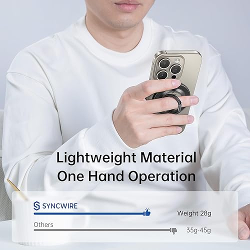Miniatura 4 de SYNCWIRE Soporte magnético mejorado para anillo de teléfono MagSafe, soporte magnético para teléfono celular, soporte de anillo de dedo con soporte