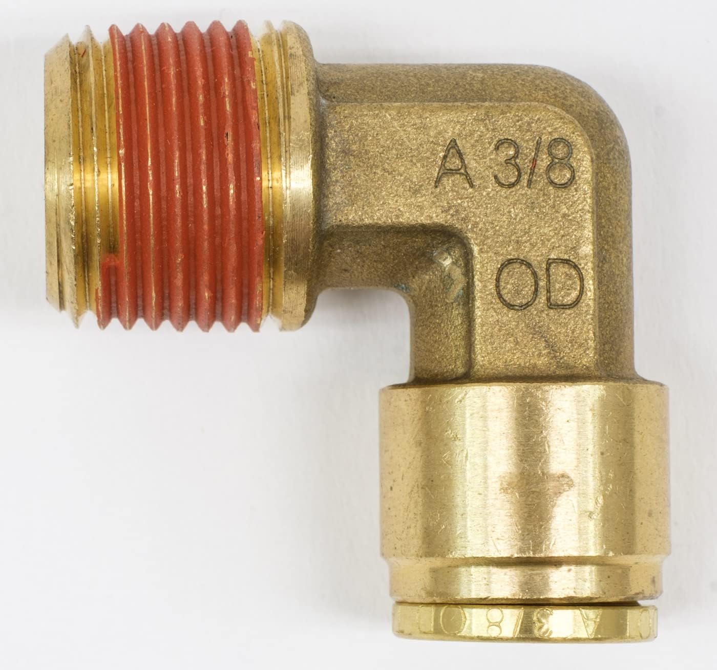 Mytee Products (5 Pack) DOT Brass Push to Connect Fitting Elbow - 3/8" Tube OD x 3/8" NPT Air Brake Line Fittings - 90 Degree Male Quick Fitting Connectors - for Nylon Air Line Brake Tube