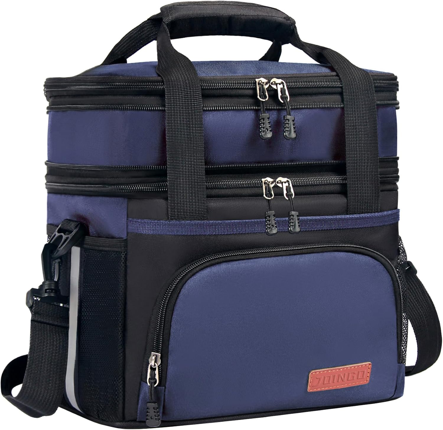 Lunch Box For Men/Women,Large Double-layer Insulated Expandable Reusable Leakproof Cooler Bags For Adults,Lunch Bag With Adjustable Shoulder Strap For Office Travel Picnic(Blue)