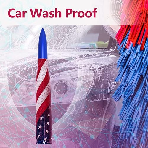 Miniatura 4 de Antena de radio de coche con tapas de vástago de válvula, diseño de bandera estadounidense de 5.5 pulgadas para GMC Chevy Silverado Dodge RAM Ford