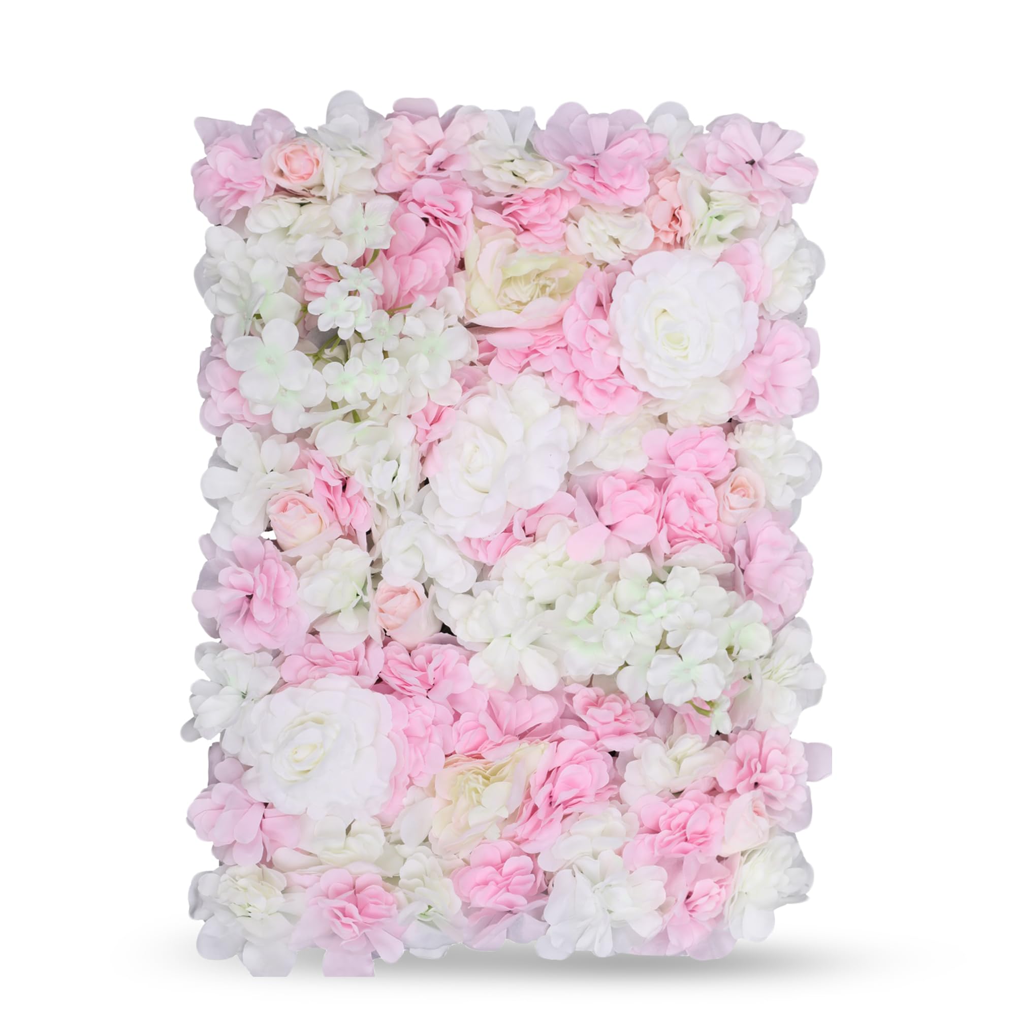 WedDecor 1 Pc Flower Wall Panel White and Baby Pink | Artificial Flower Floral Wall Backdrop for Birthday, Wedding, Bridal Shower, Baby Shower, Christmas, Valentines Home Decoration | 60cm x 40cm