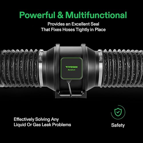Miniatura 4 de VIVOSUN Abrazaderas de conducto de aire de acero inoxidable, abrazaderas de manguera ajustables de 46812 pulgadas con accionamiento helicoidal para