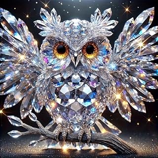 Semneroy 5D Diamond Painting Kits for Adult, Owl Diamond Art Kit for Beginners, DIY Full Drill Animal Rhinestone Diamond Dots Gem Painting Art Craft Home Decor 12 x12 Inch