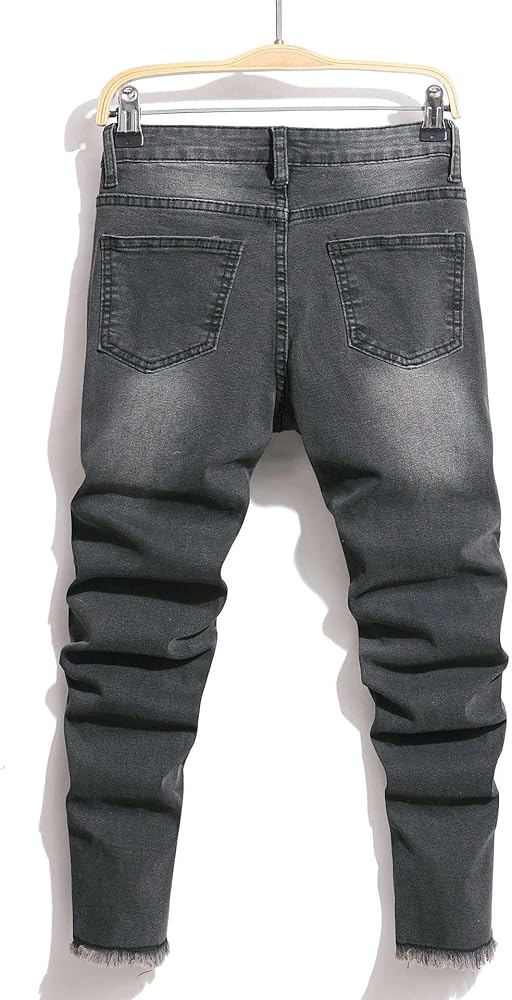 Amazon.com: Ripped Denim Pants for Boys Skinny Fit Destroyed