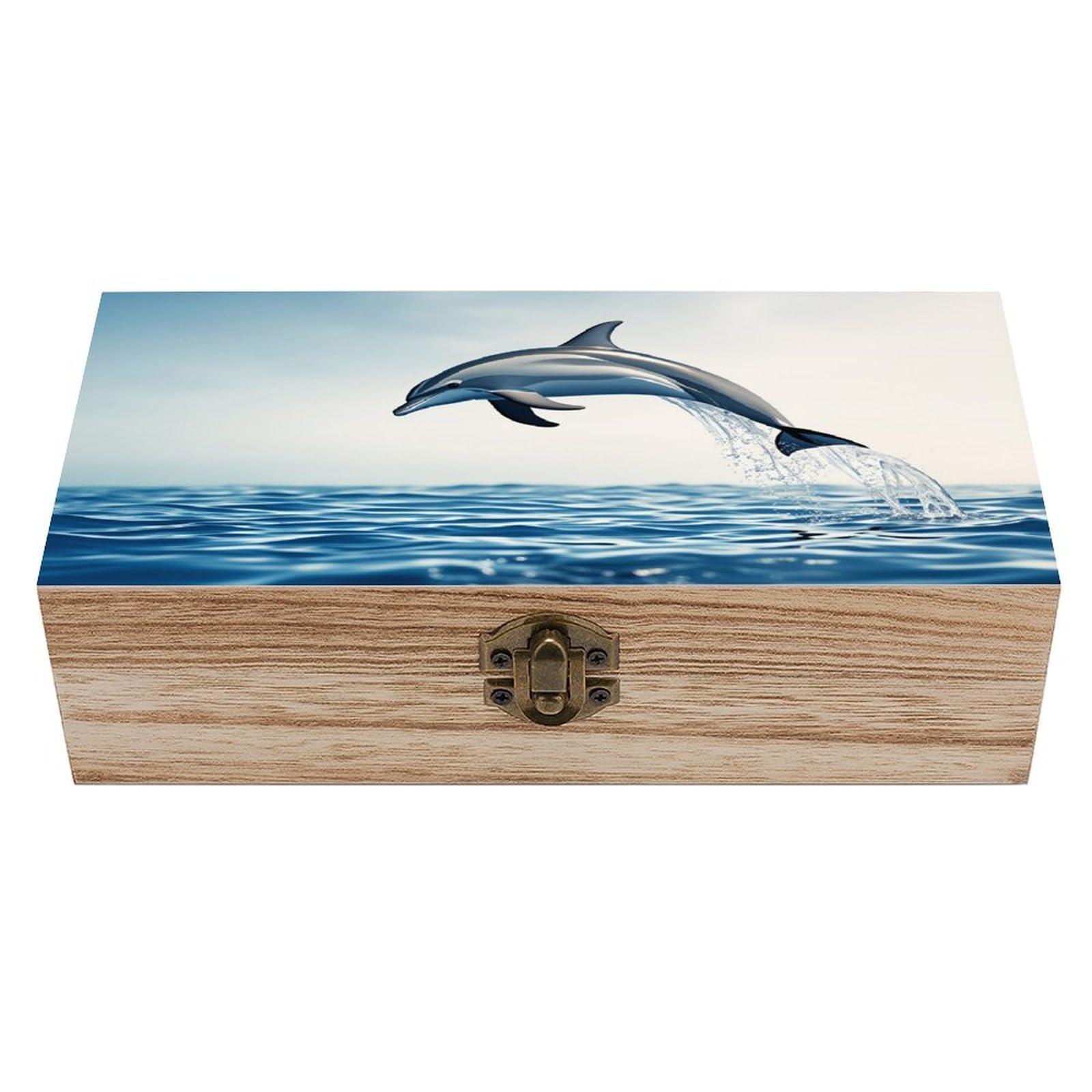 asbwuo Dolphin Vintage Wooden Keepsake Box