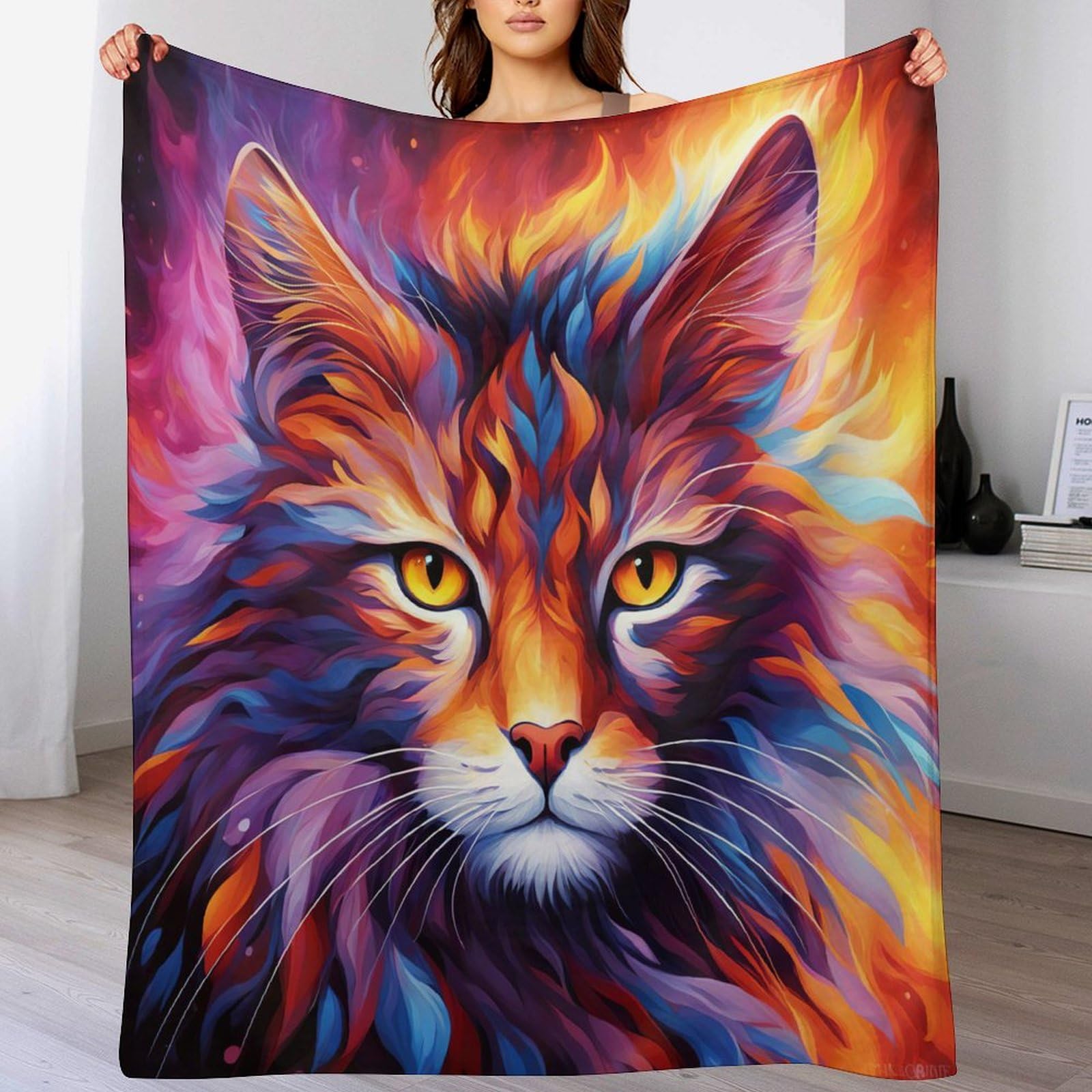 Couverture polaire flannel chat mignon 3D jeté de lit