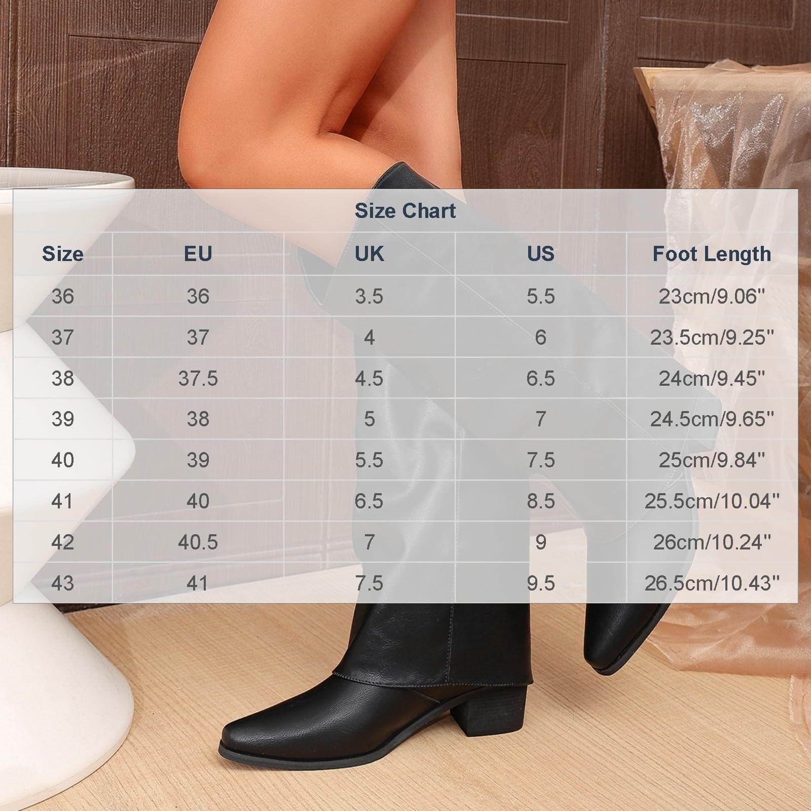 Bottes Mi-Mollet Femme en Simili Cuir, Tige Plissée, Talon Carré Moyen