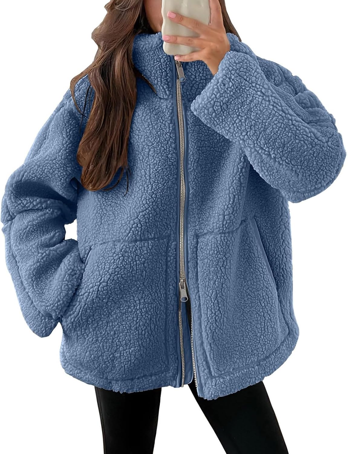 Generic Teddy Jacket for Women, Leisure Outdoor Fleece Coat, Winter Plush Teddy Fleece Jacket Oversize