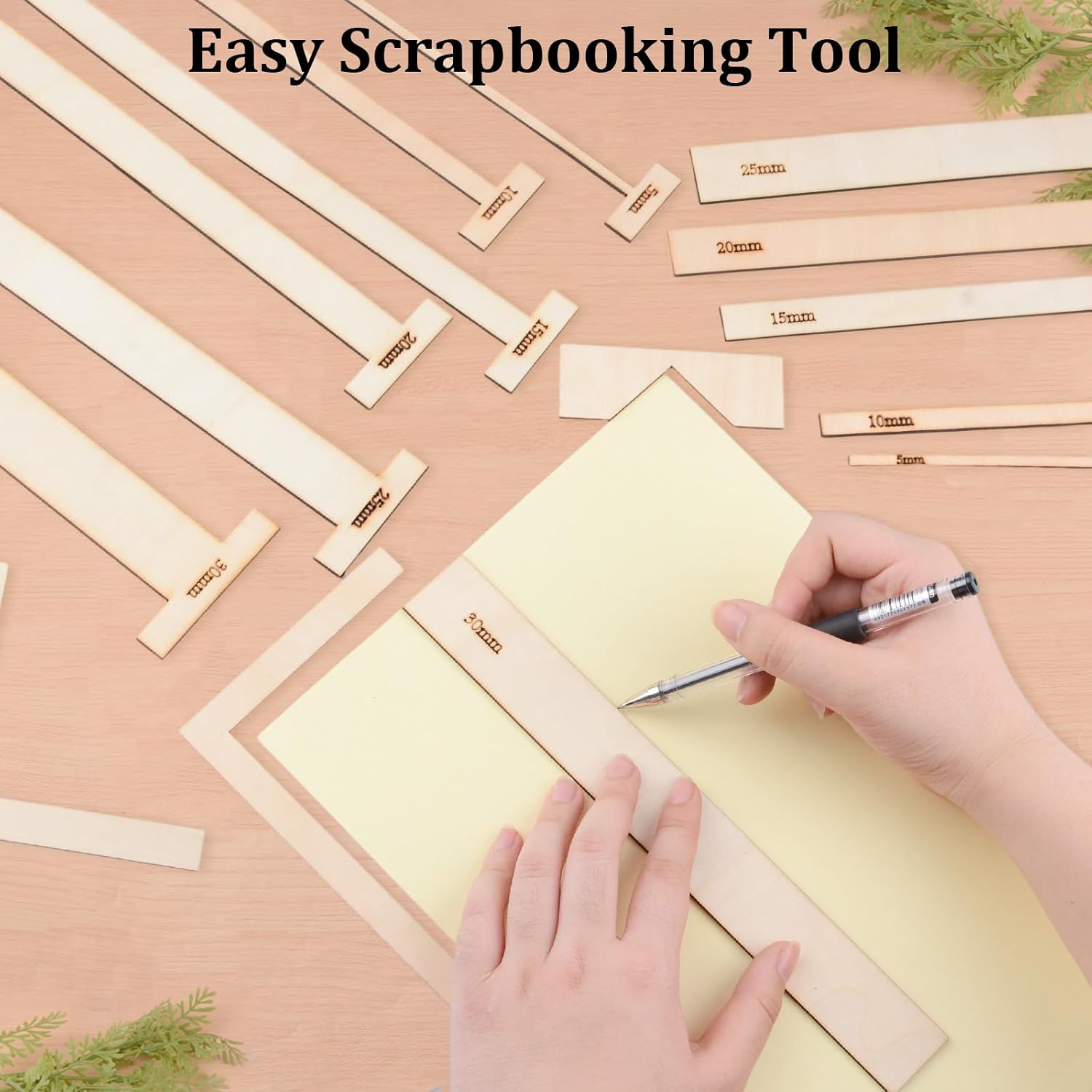 15 PCS Book Binding Tools,Wooden Book Binding Ruler Set Scrapbooking Tools Complete Great Stencils and Cutter Guide Kit for Book Making