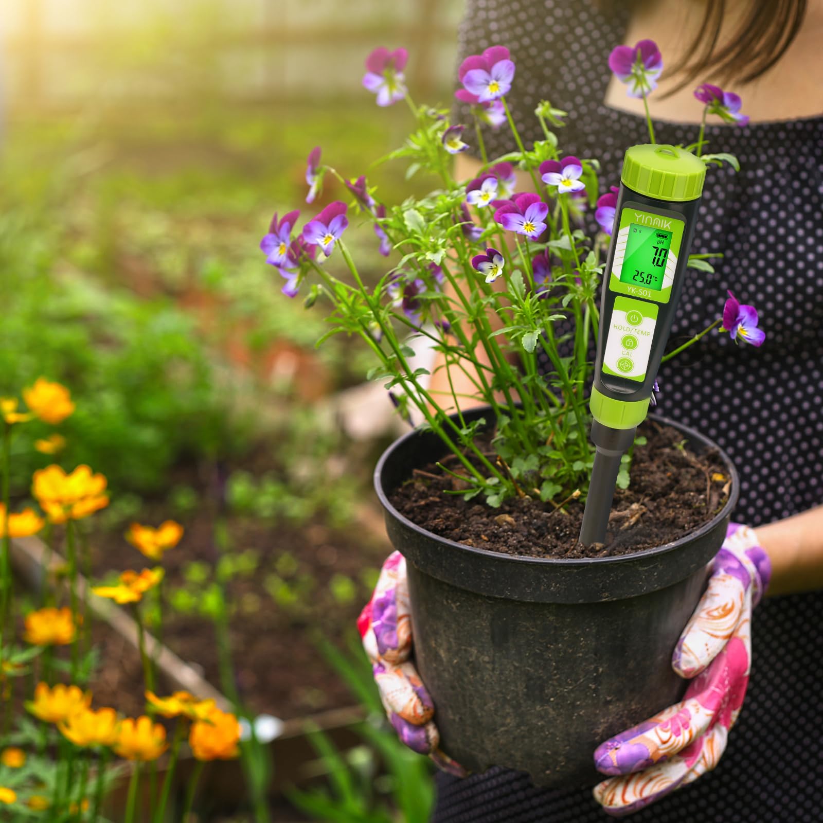 YINMIK Medidor de pH del Suelo Digital para Jardineros, Probador de pH de Suelo Plantas, Mide pH de Solución y Tierra para Macetas, Medidor de pH para Invernaderos, Jardines, Césped, Agricultura
