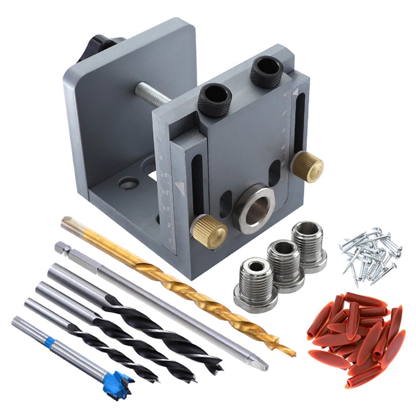 Hole Set 9/9.5mm Pocket Hole Drill Guide Adjustable Oblique Locator Puncher for Woodworking Joinery Tool Adjustable Pocket Drill Guide