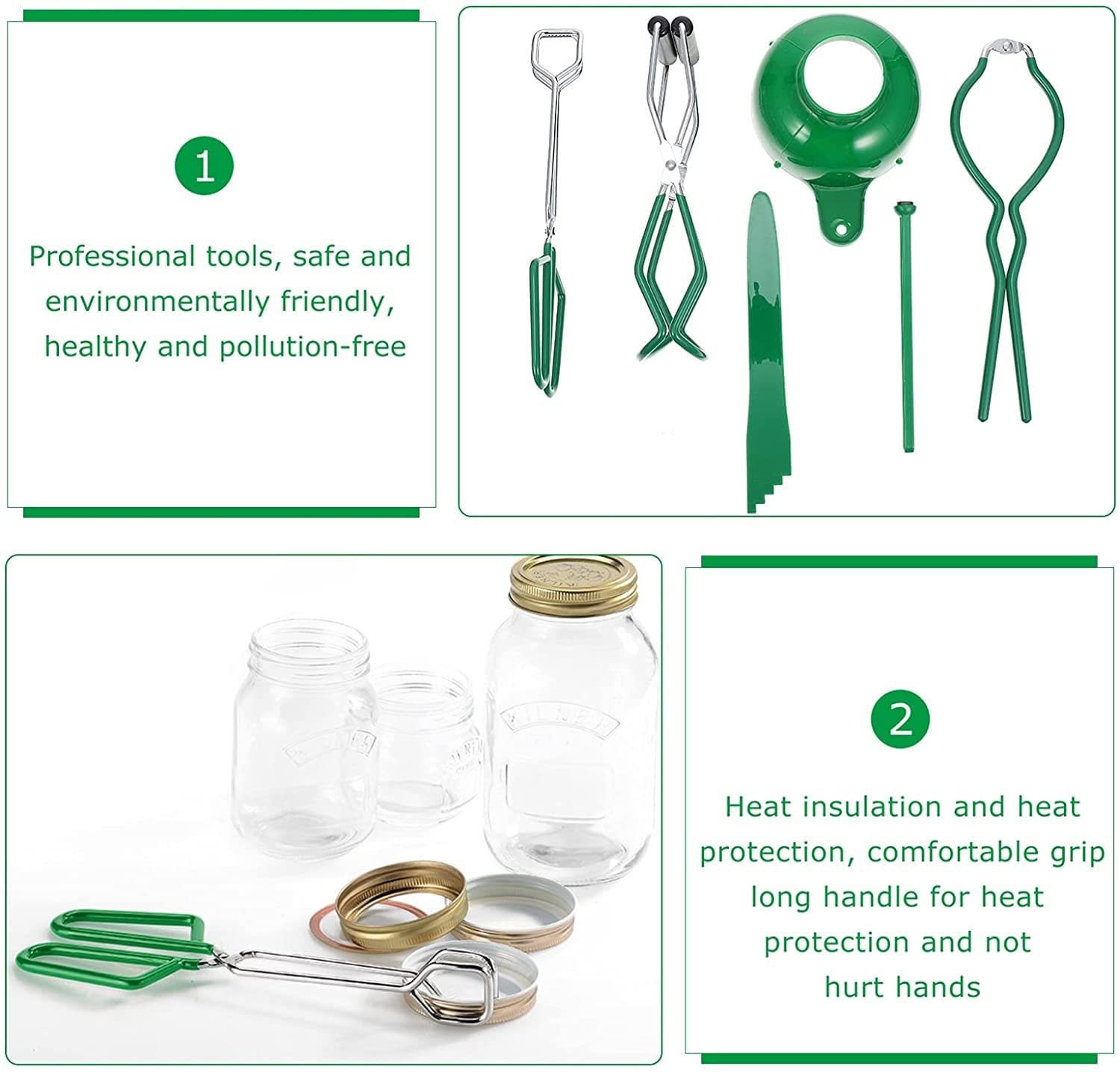 Canning Kit Include - 6Pcs Kitchen Tongs Funnel Canning Jar Lifter Canning Measurer Lid Lifter Magnetic Canning Tools