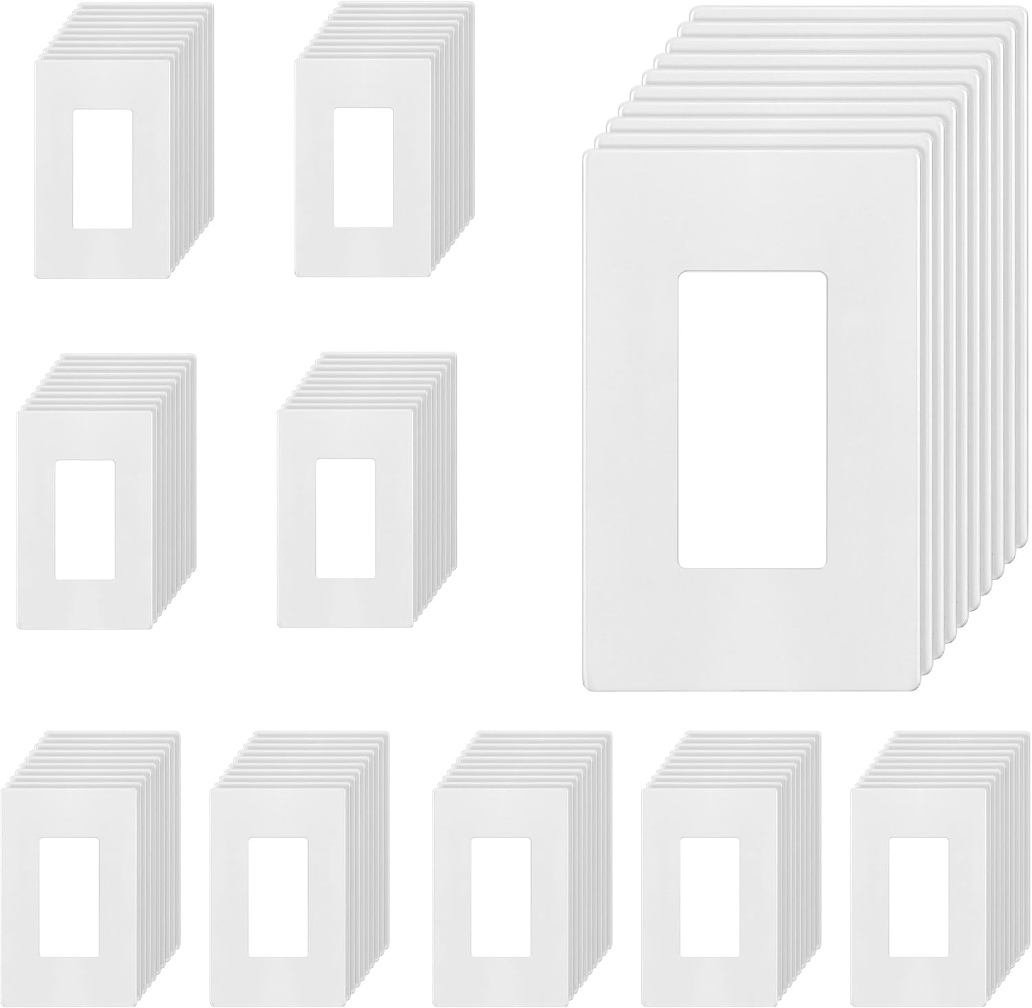 ENERLITES Screwless Decorator Wall Plate Child Safe Outlet Cover, Size 1-Gang 4.68" H x 2.93" L, Unbreakable Polycarbonate Thermoplastic, SI8831-W-100PCS, White (100 Pack)