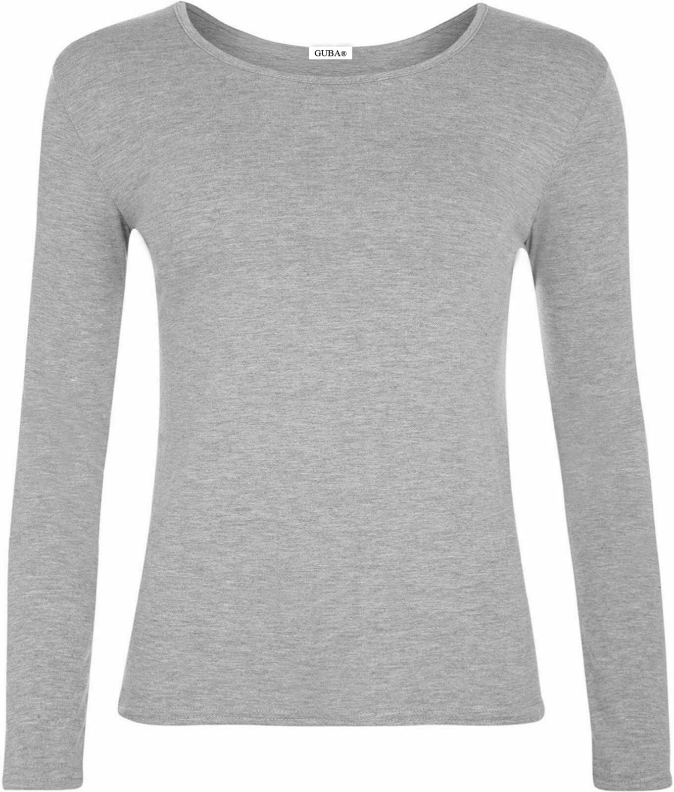 GUBA® Girls T Shirt Long Sleeve Top Kids Plain Basic Uniform T-Shirt Crew Neck Tee Size 2-13 Years