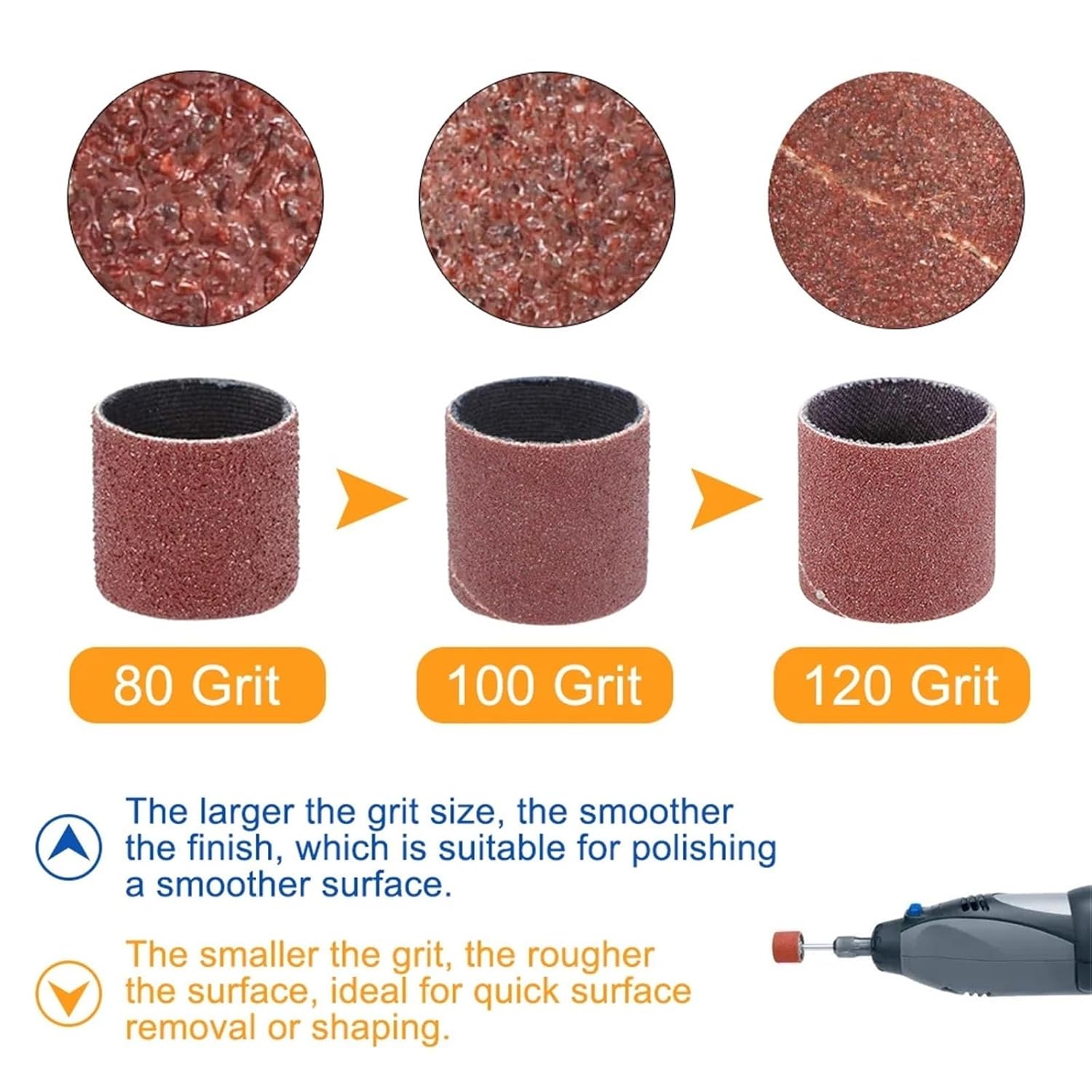 Sanding Drum with Shank Mandrels for Nail Drill Bits Rotary Tools Accessories(200pcs 120Grit)