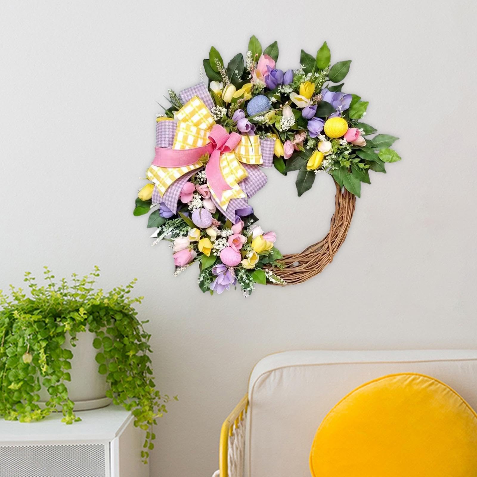 Ghirlanda pasquale colorata uova di Pasqua corona per porta d'ingresso finestra decorazione da parete e celebrazione pasquale 2024 Buona Pasqua