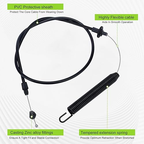 Miniatura 6 de 175067 Cable de embrague de cubierta para Craftsman LT1000 LT2000 DLT 3000 AYP Husqvarna Poulan 169676 532169676 532175067 21547184 42 pulgadas