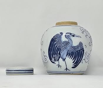 Amazon.com: Festcool 古董風格青花瓷陶瓷蓋罐中國明風格景德鎮中文(S2
