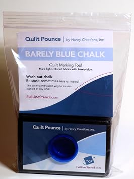 Full Line Stencil - Quilt Pounce Pad with Chalk Powder, Refillable, for Quilt Stencil Design Transfer and Fabric Marking - 2 oz Barley Blue Chalk QPBB